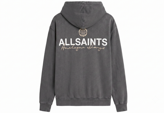 ALLSAINTS Grey Emblem Hoodie