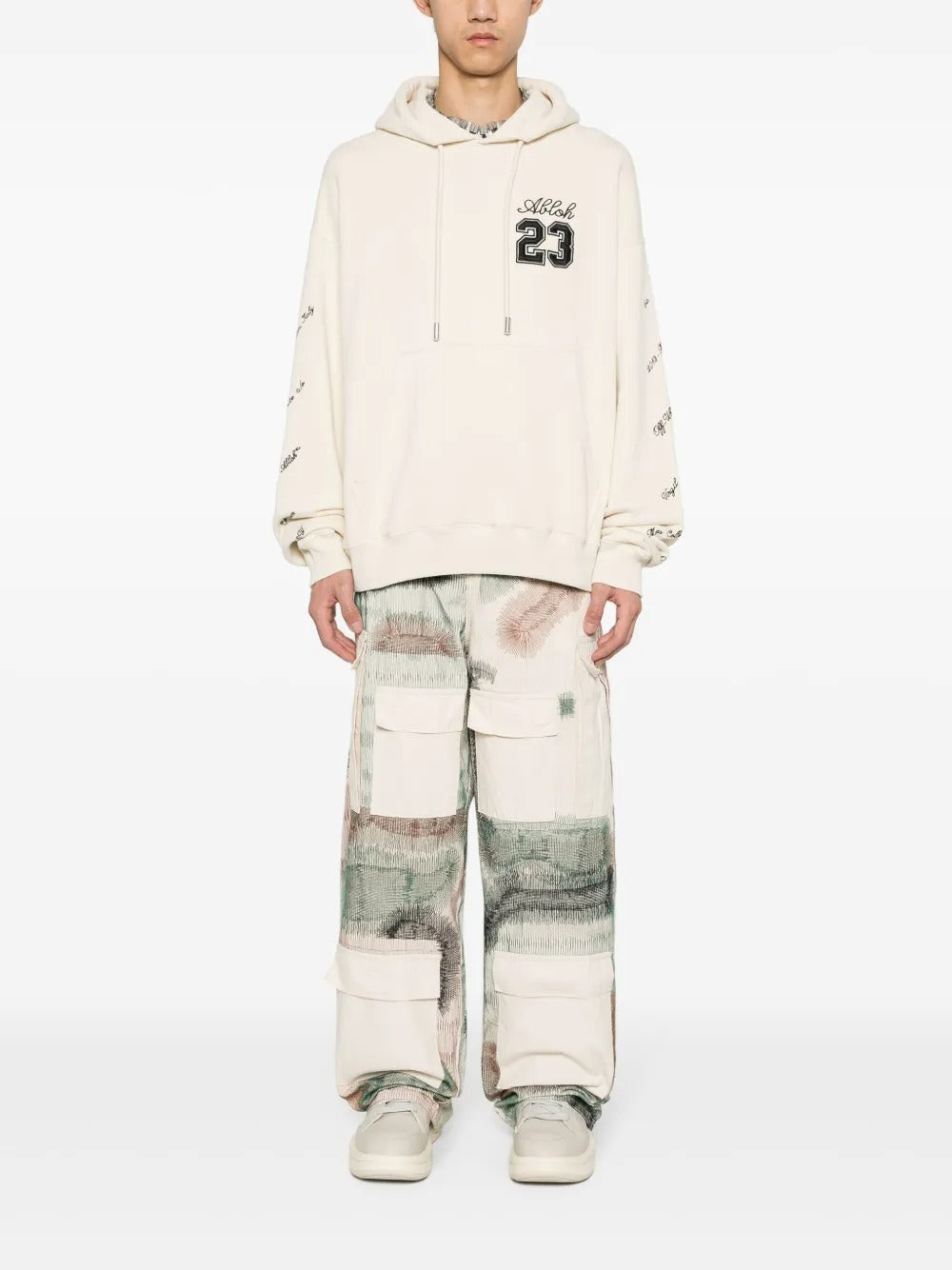 Off-White Brushed Cotton 23 LOGO SKATE Hoodie with Contrasting Embroideries