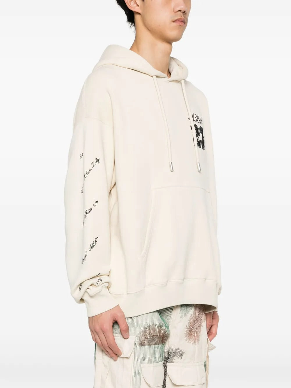 Off-White Brushed Cotton 23 LOGO SKATE Hoodie with Contrasting Embroideries