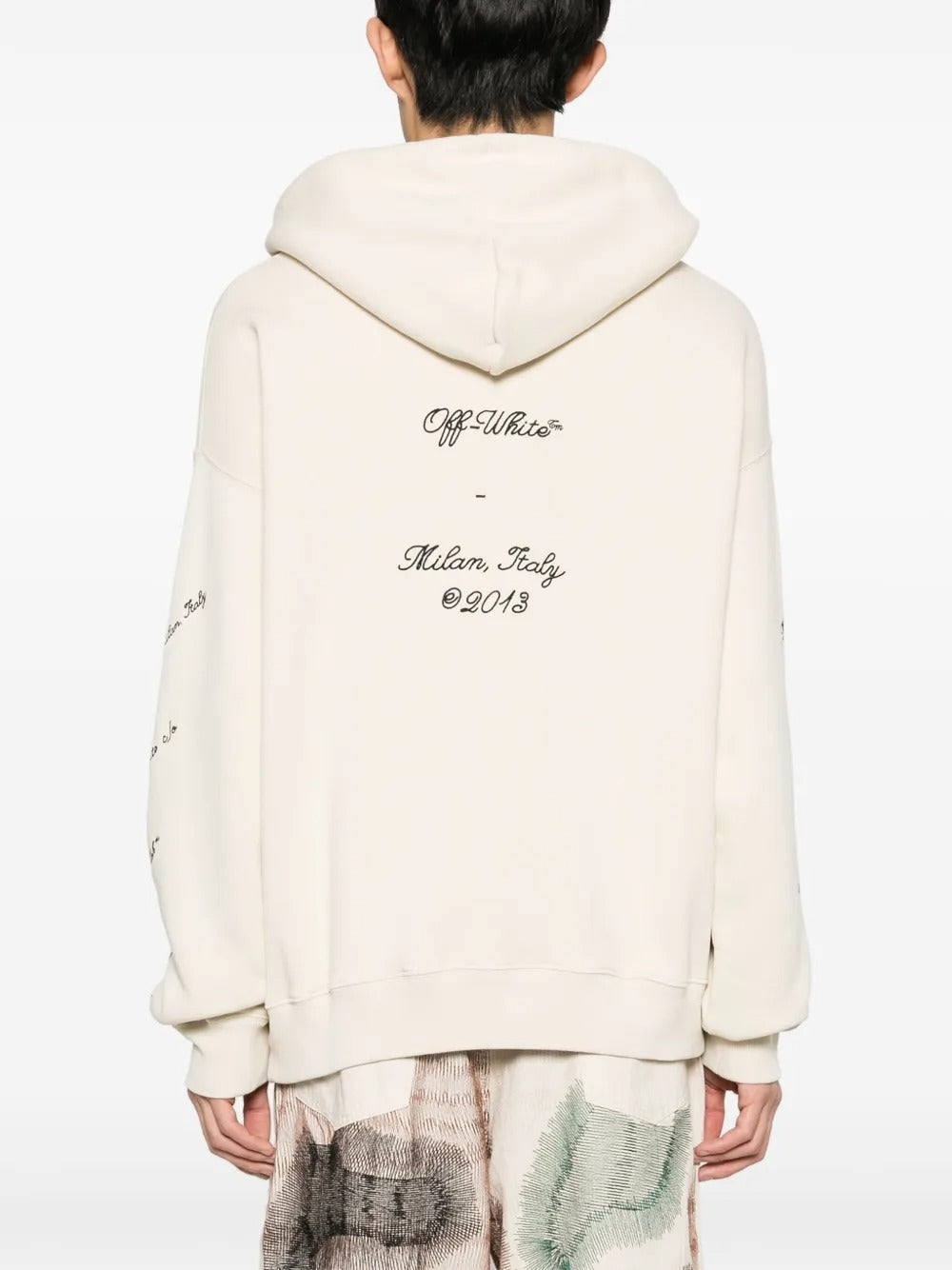 Off-White Brushed Cotton 23 LOGO SKATE Hoodie with Contrasting Embroideries