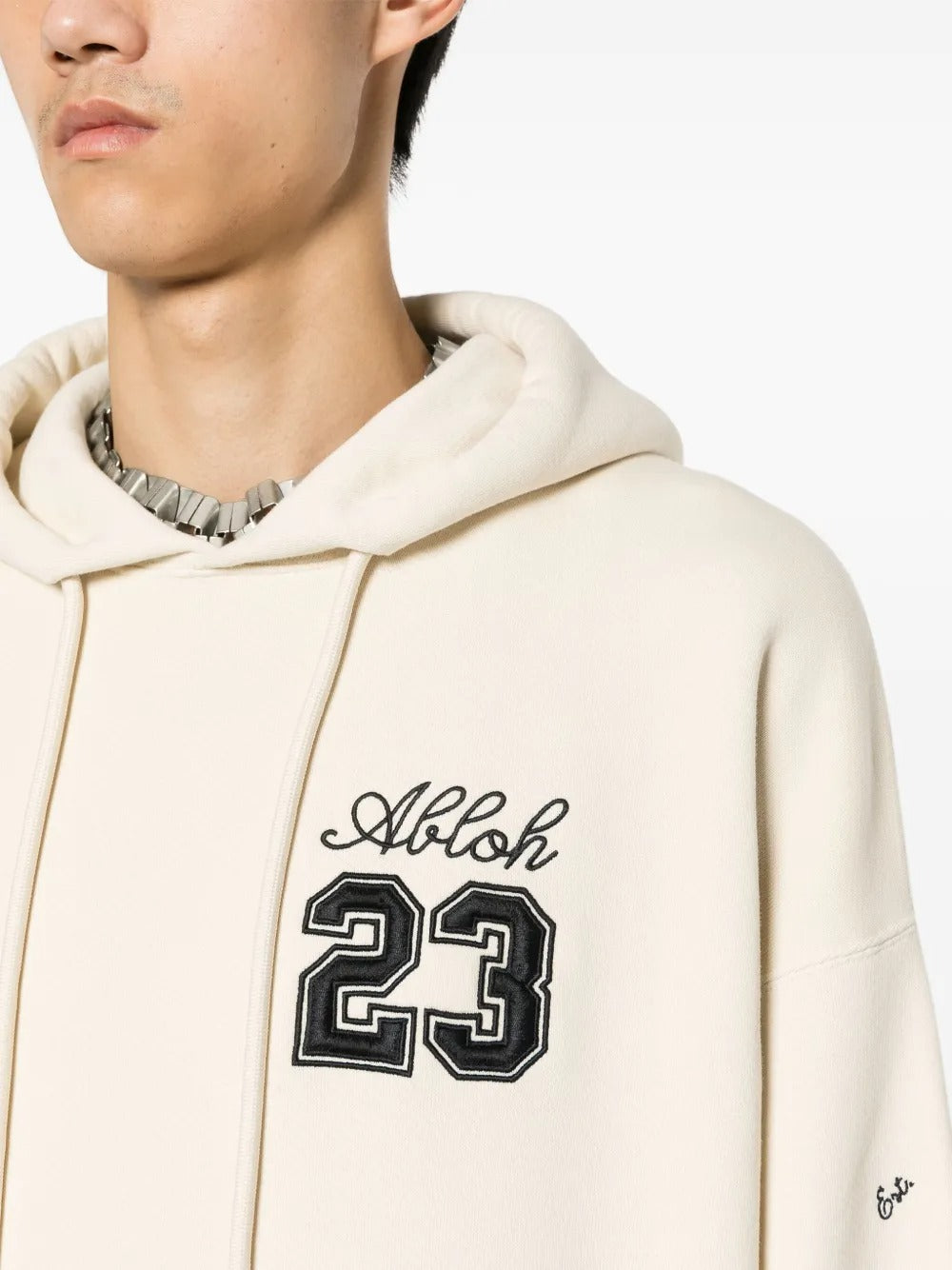 Off-White Brushed Cotton 23 LOGO SKATE Hoodie with Contrasting Embroideries