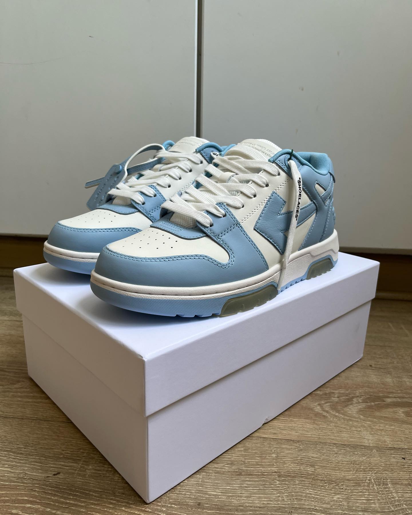 Off-White Out Of Office Calf Leather -White Light Blue
