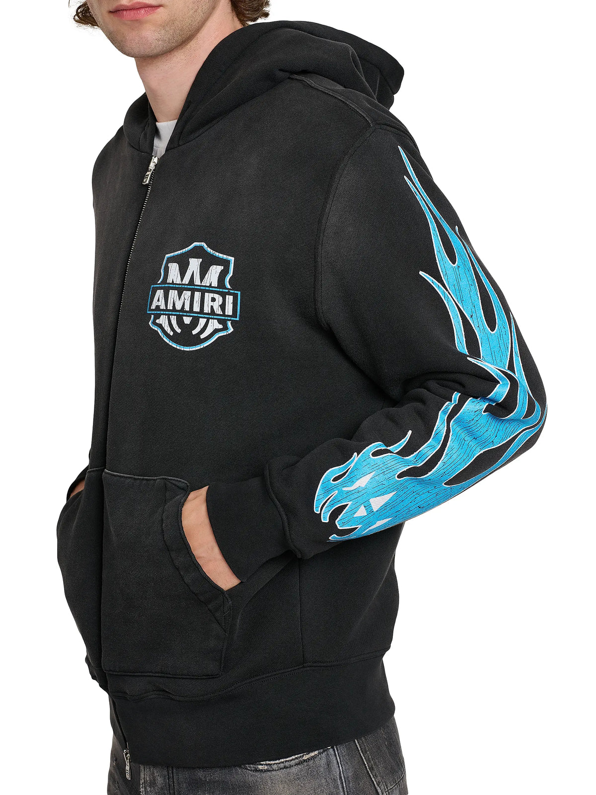 Amiri Ma Flames Zip-Front Hoodie