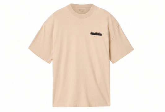 AllSaints Beige Organic Cotton Redact T-Shirt