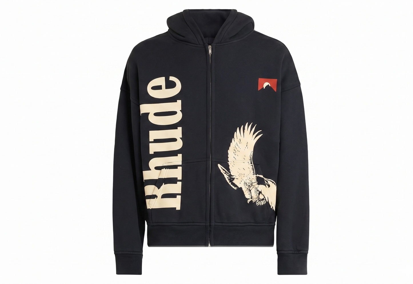 Rhude Black Eagle Pass Zip-Front Hoodie