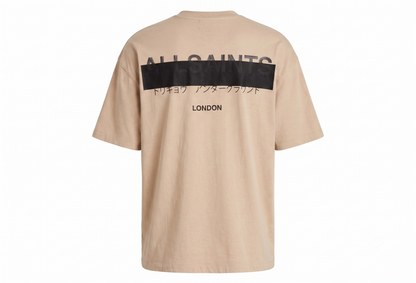 AllSaints Beige Organic Cotton Redact T-Shirt
