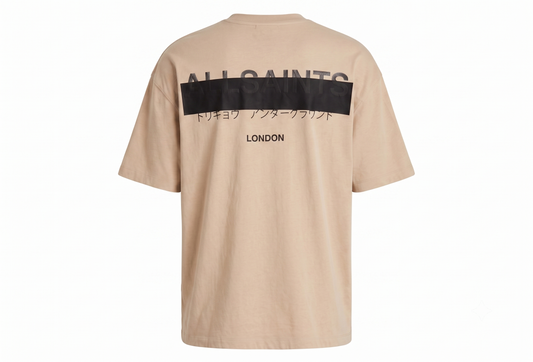 AllSaints Beige Organic Cotton Redact T-Shirt
