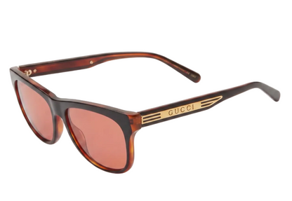 Gucci 55mm Rectangular Sunglasses BLACK ORANGE