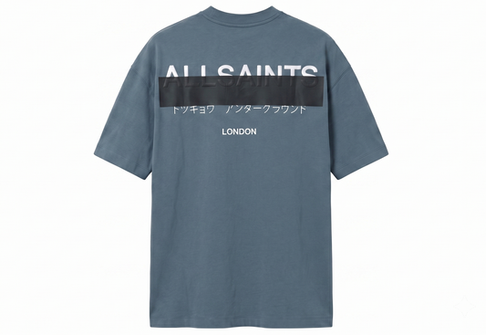 AllSaints Blue Organic Cotton Redact T-Shirt
