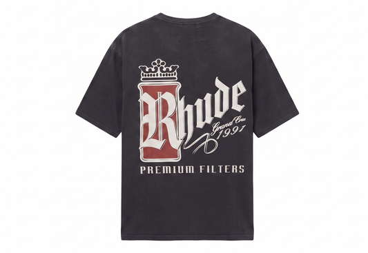 Rhude Black Fumar 91 Cotton Crewneck T-Shirt