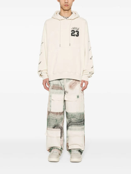 Off-White Brushed Cotton 23 LOGO SKATE Hoodie with Contrasting Embroideries