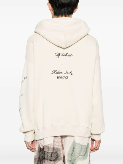 Off-White Brushed Cotton 23 LOGO SKATE Hoodie with Contrasting Embroideries