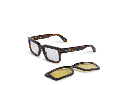 Off-White Clip On Sunglasses in Havana/Yellow