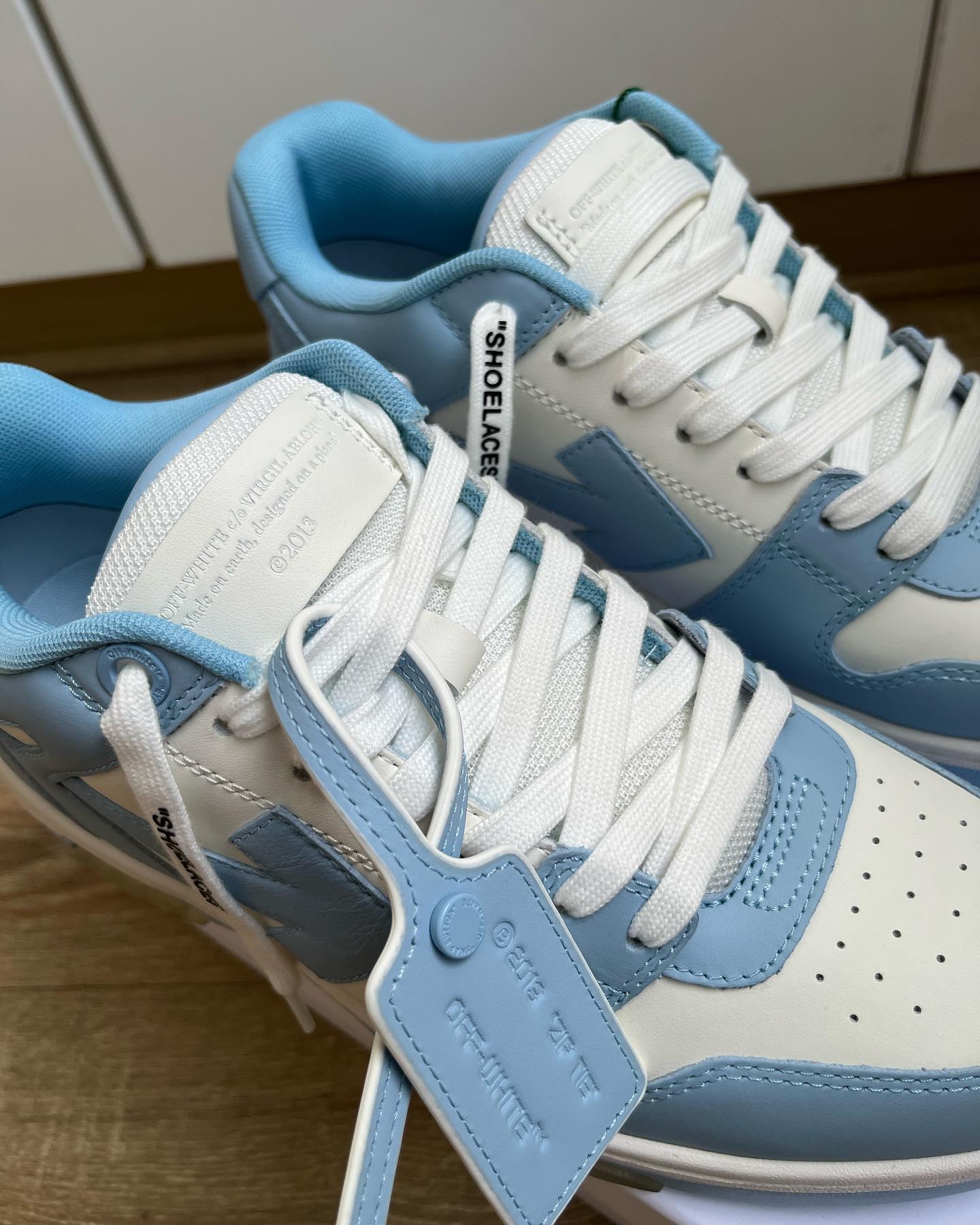 Off-White Out Of Office Calf Leather -White Light Blue
